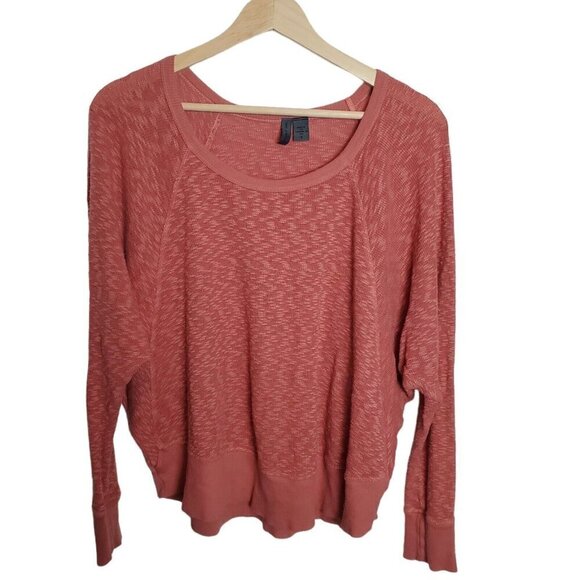 Left Of Center Oversized Blouse Womens S Dusty Rose Textured Scoop Hem Dolman - Picture 1 of 11